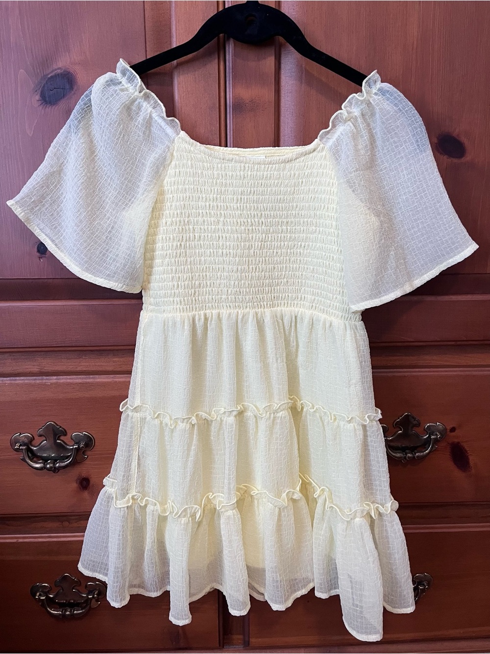 art class Cream Smocked Tiered Ruffle Dress